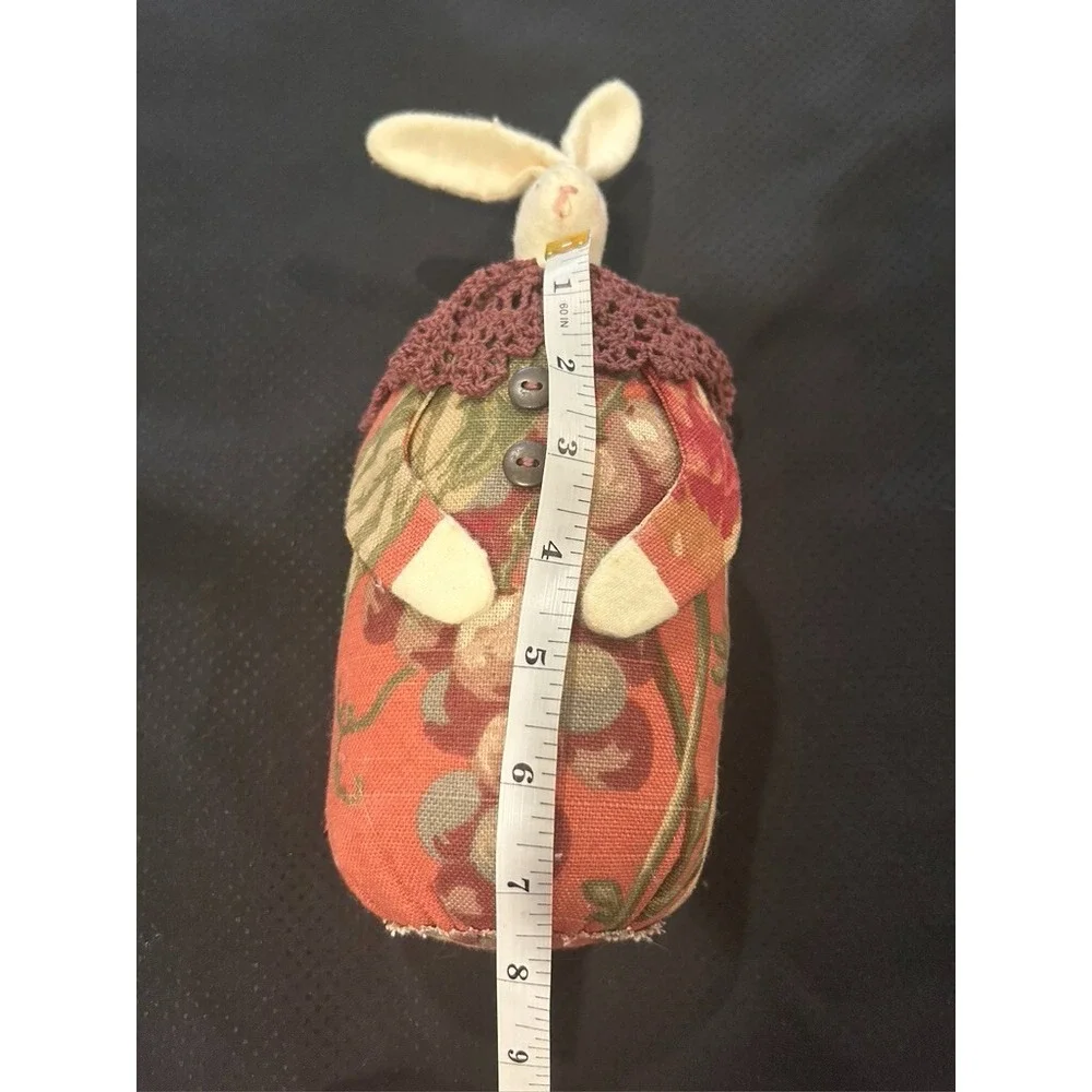 Vintage Stuffed Bunny Barkcloth Handmade USA Figurine Floppy Ears OOAK 11